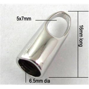 platinum plated copper cord ending, 5x7mm,6.5mm,16mm length [FDCAPS044PP]