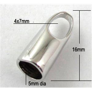 platinum plated copper cord ending, 4x7mm,5mm, 16mm length [FDCAPS045PP]
