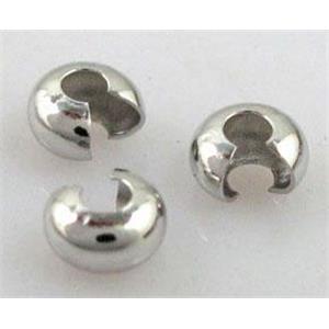 Crimp Cover Beads, copper, platinum plated, approx 5mm dia [FDCC001NP-5MM]