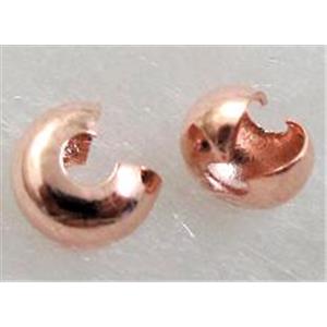 Crimp Cover Beads, copper, Rose-Gold Plated, approx 4mm dia [FDCC006RCP-4MM]