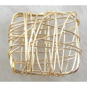 Gold Plated Jewelry Findings Cages pendant, iron thread, 25x25mm [FDCF142GP]