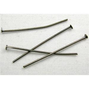 flat-HeadPins, iron, Black, T-shaped, 24mm length [FDCHP10BK-24MM]