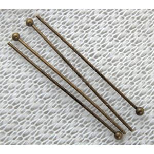 round-HeadPins, copper, antique bronze, 0.5x60mm, head:1.5mm [FDCHP12BP-60MM]