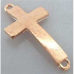 Bracelet bar, cross, alloy connector, red copper, 16x30mm [FDCN132]