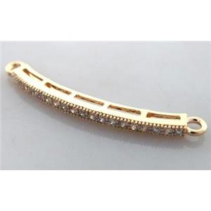 bracelet bar, copper connector with zircon rhinestone, red copper, 35mm length [FDCN256]