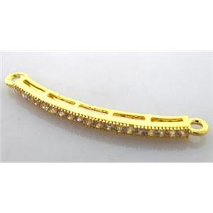 bracelet bar, copper connector with zircon, gold, 35mm length [FDCN257]