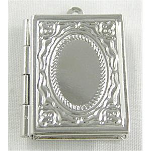 Photo Locket, Copper pendants, Platinum Plated, 18x25mm [FDCPD032PP]