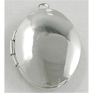 necklace Locket, pendant, copper, platinum plated, 16x25mm [FDCPD035PP]
