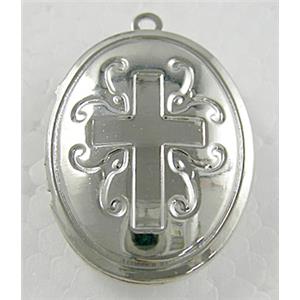 Necklace pendant Locket, copper, Platinum Plated, 22x30mm [FDCPD038PP]