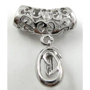 hinged and pinch bail, copper, platinum plated, 25x25mm, hole:4x5mm [FDCPD042PP]