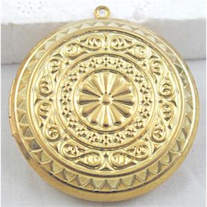 Necklace Locket Pendant, Copper, Gold Plated, 45mm dia [FDCPD065GP]