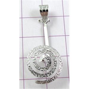 Earring Pendants and Bail, copper, platinum plated, 40mm length, 15mm dia [FDCPD066PP-K567]