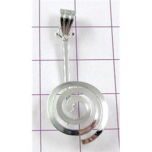 copper pendant, music note, platinum plated, 40mm length, 15mm dia [FDCPD067PP]