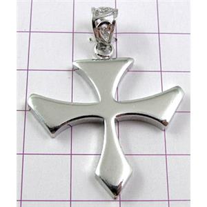 Cross Pendants and Bail, copper, platinum plated, 35x43mm [FDCPD068PP]
