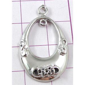 Platinum Plated Jewelry Findings Pendant, copper, 19x32mm [FDCPD070PP]