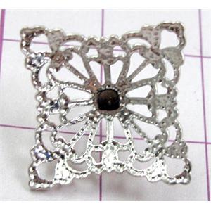 Baroque Style Pendants, Platinum Plated, copper, 15x15mm [FDCPD071PP-K440]