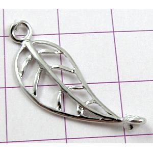 leaf Pendants, platinum plated, copper, 10x30mm [FDCPD072PP]