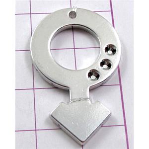 Platinum Plated Jewelry Findings Pendant, copper, 21x34mm [FDCPD075PP]