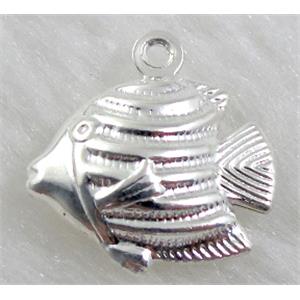 Copper fish pendants, silver plated, 18x18mm, nickel free [FDCPD076SP]
