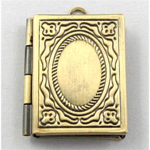 Locket pendant for necklace, copper, Bronze plated, 18x23mm, nickel free [FDCPD108BP]