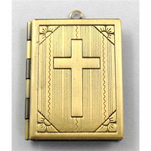 necklace Locket pendant, copper, Bronze plated, 27x34mm, nickel free [FDCPD109BP]