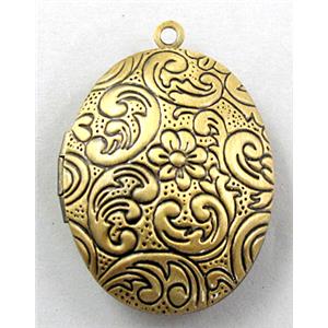 necklace pendant, Locket, oval, copper, Bronze plated, 23x30mm, nickel free [FDCPD113BP]