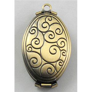 necklace Locket, oval, copper pendant, bronze, 20x30mm, nickel free [FDCPD117BP]