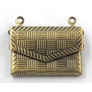 necklace Locket bag pendant, copper, Bronze plated, 20x14mm, nickel free [FDCPD122BP]