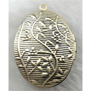 necklace Locket pendant, copper, antique bronze, 23x30mm, nickel free [FDCPD124BP]