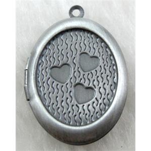 necklace Locket pendant with cabochon-pad, copper, Antique silver, 18x25mm,nickel free [FDCPD125ASP]