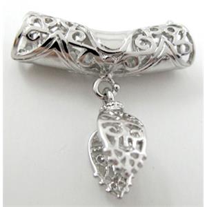 necklace pendants and hinged bail, copper, platinum plated, 8x32mm, hole:6mm, bail wide:8mm [FDCPD127PP-121]
