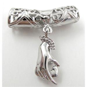 necklace hinge bail, copper, platinum plated, 8x32mm, hole:6mm, bail wide:5mm [FDCPD128PP-119]