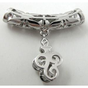 necklace pendants and hinged bail, copper, platinum plated, 6x30mm, hole:4.5mm, bail wide:3mm [FDCPD129PP-101]