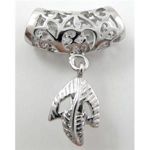 necklace pendants and hinged bail, copper, platinum plated, 20mm wide, hole:4x6mm, bail wide:4mm [FDCPD130PP-99]