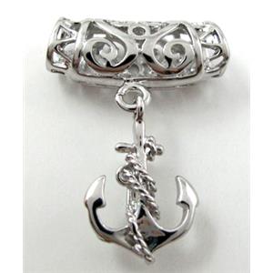necklace bail, copper, platinum plated, 25mm wide, hole:5.5x6.5mm, bail wide:5mm [FDCPD131PP-117]
