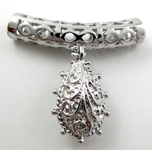 necklace pendants and hinged bail, copper, platinum plated, 30mm wide, hole:4mm, bail wide:5mm [FDCPD132PP]