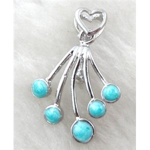 pinch hinged bail for necklace, copper, platinum plated, heart:8mm wide, hole:3x5mm, pendant:22x27mm, bail  [FDCPD143PP]