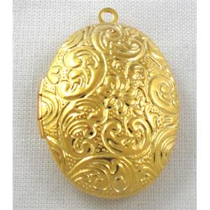 Locket pendant for necklace, copper, Golden plated, 23x30mm [FDCPD148GP]
