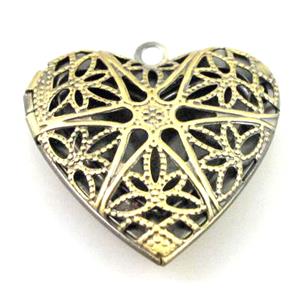 Locket, Heart Pendants, bronze, 25mm dia [FDCPD150]