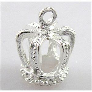 alloy pendant, crown, silver plated, 12x15.5mm [FDCPD152]