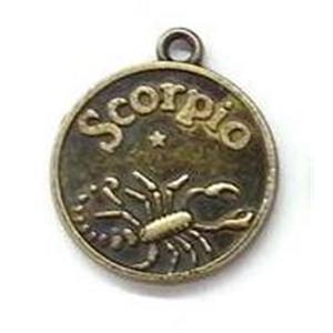 12 zodiac, alloy pendant, antique bronze, 17mm dia [FDCPD161]