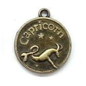 12 zodiac, alloy pendant, antique bronze, 17mm dia [FDCPD162]