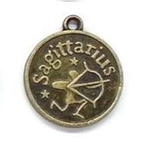 12 zodiac, alloy pendant, antique bronze, 17mm dia [FDCPD163]