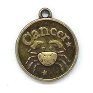 12 zodiac, alloy pendant, antique bronze, 17mm dia [FDCPD164]