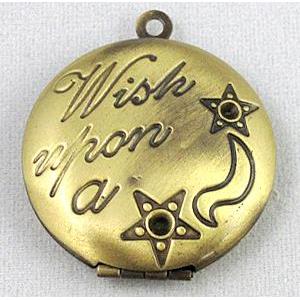 necklace Locket pendant, copper, bronze, approx 27mm dia, nickel free [FDCPD174]