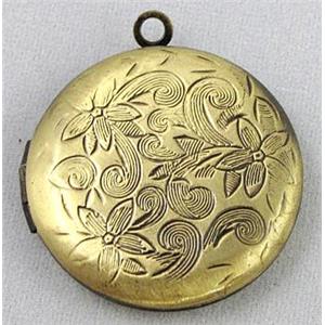 necklace Locket pendant, copper, bronze, approx 27mm dia, nickel free [FDCPD175]
