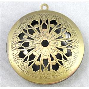 necklace Locket pendant, copper, bronze, approx 27mm dia, nickel free [FDCPD176]