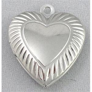necklace Locket pendant, copper, platinum plated, approx 28mm wide [FDCPD179]