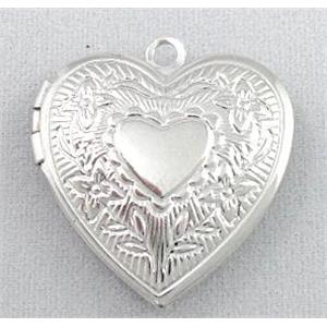 necklace Locket pendant, copper, silver plated, approx 28mm wide [FDCPD180]