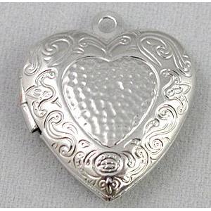 necklace Locket pendant, copper, platinum plated, approx 28mm wide [FDCPD181]